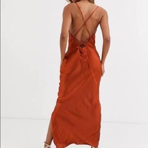 ASOS copper rust maxi slip dress size 4